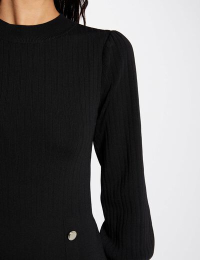 Fitted jumper dress with buttons black ladies'