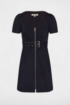 Zipped fitted short dress navy women