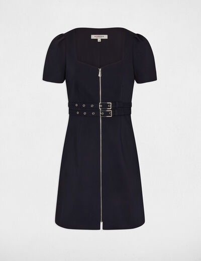 Zipped fitted short dress navy ladies'