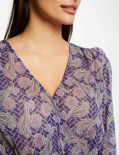 Printed long-sleeved blouse multicolored women
