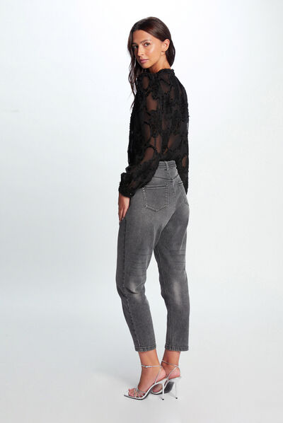 Long-sleeved shirt black ladies'