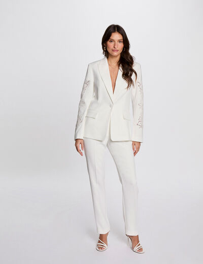 Blazer laced sleeves white women