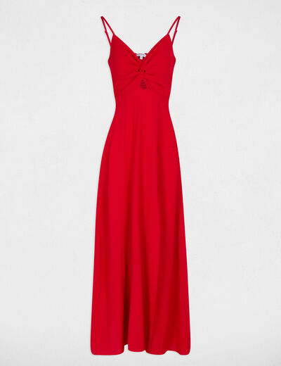 Straight maxi dress with slit red women
