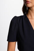 Robe courte cintrée drapée marine femme