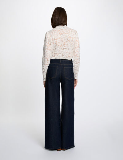 Lace high neck t-shirt ivory women