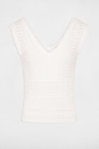 Sleeveless openwork jumper ivory women