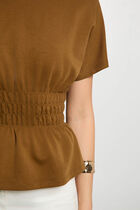 Straight t-shirt with round neck camel women