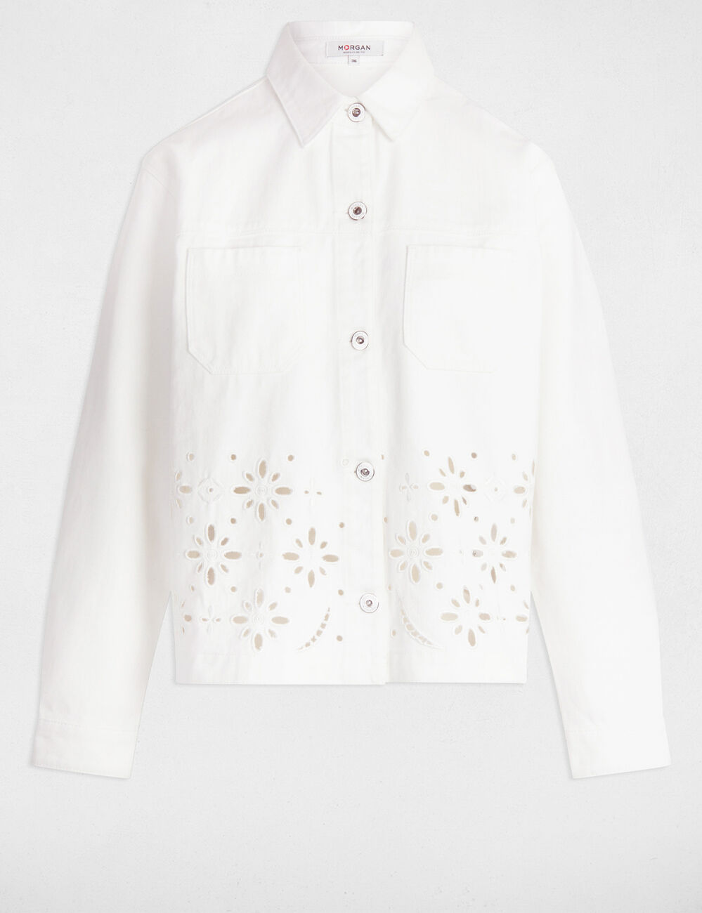 Embroidered denim jacket white women