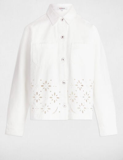 Embroidered denim jacket white women