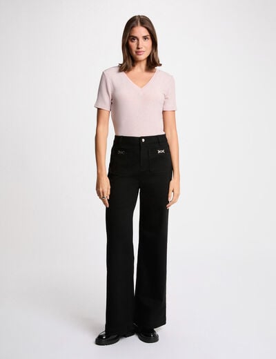 high waisted wide leg jeans black women High-waisted wide-leg jeans black women