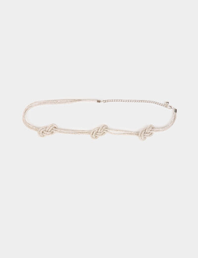 Thin belt with rhinestones silver color women