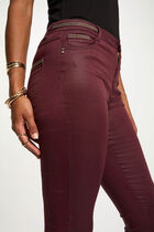 Slim trousers with wet effect plum women