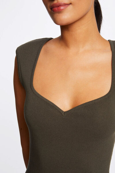 Fitted jumper dress sweetheart neckline  ladies'