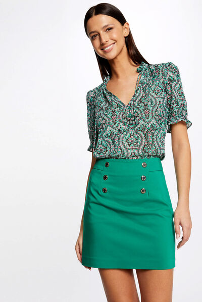 Straight skirt with buttons green ladies'