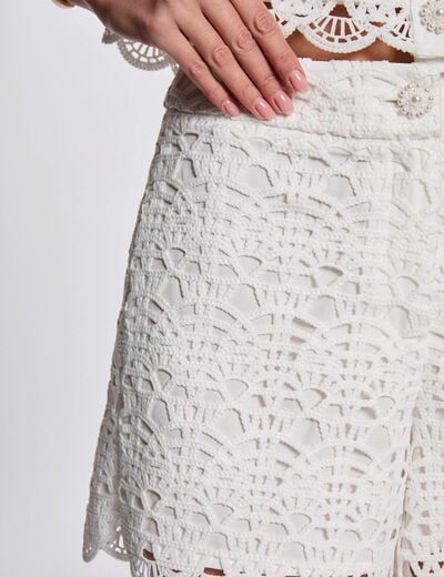 Wide leg lace shorts white women