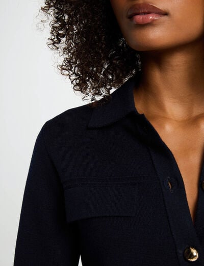 Long-sleeved cardigan navy blue women