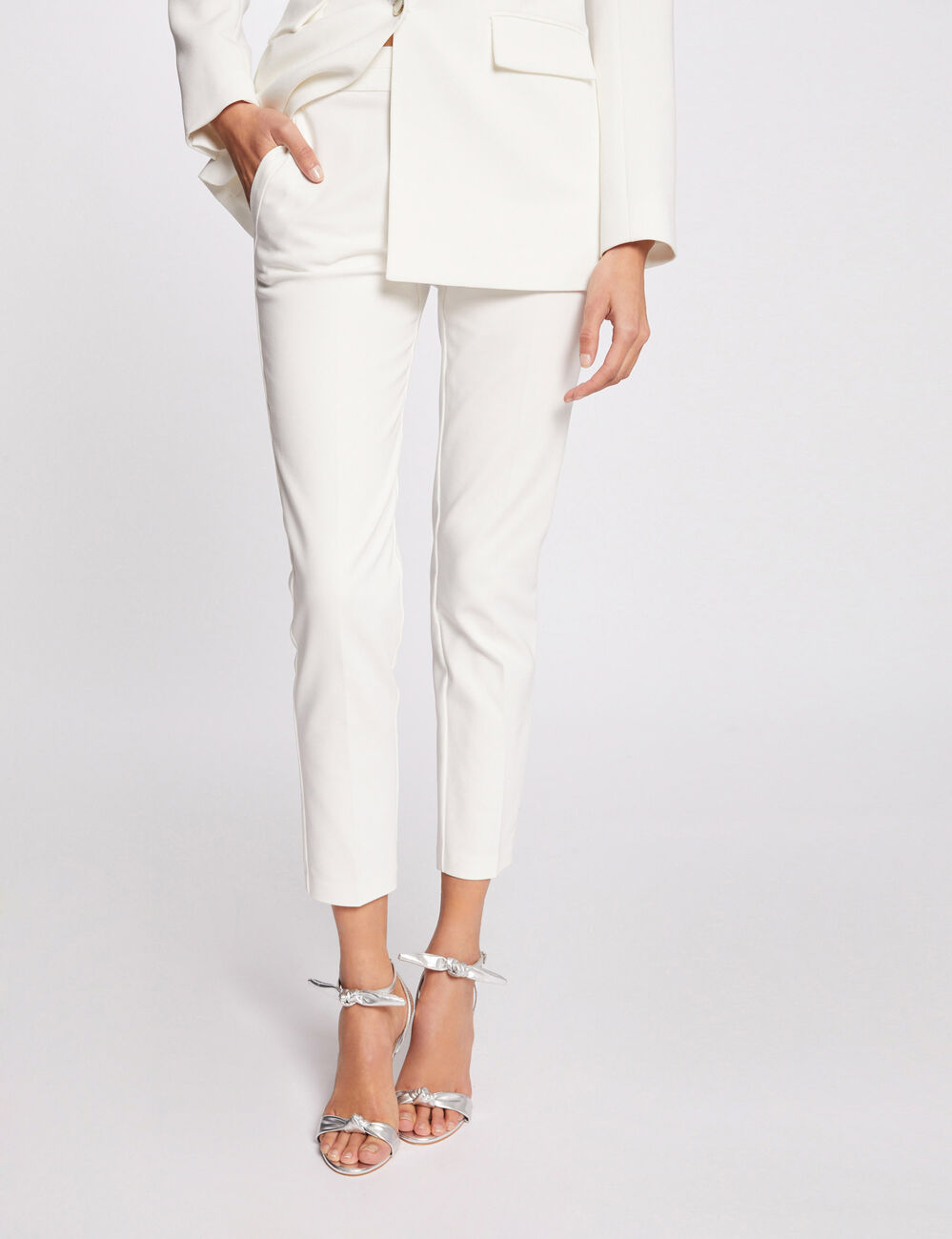 Cropped cigarette trousers ivory women