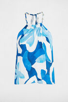 Printed open back top multicolor women