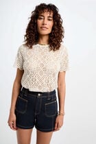High-waisted denim short raw denim women