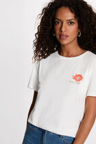 Printed t-shirt with round neck white women