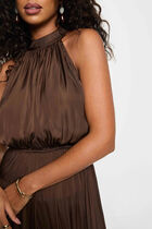 Maxi loose A-line dress dark brown women
