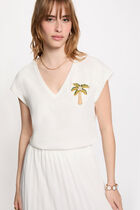 V-neck short-sleeve t-shirt white women