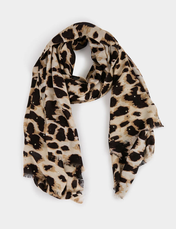 Scarf with leopard print multicolor women