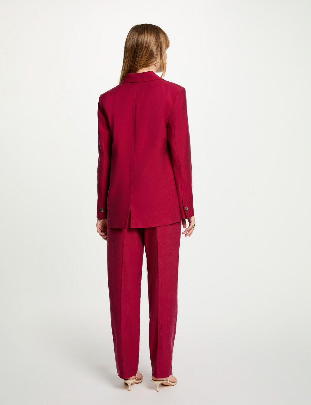 High-waisted trousers bordeaux women