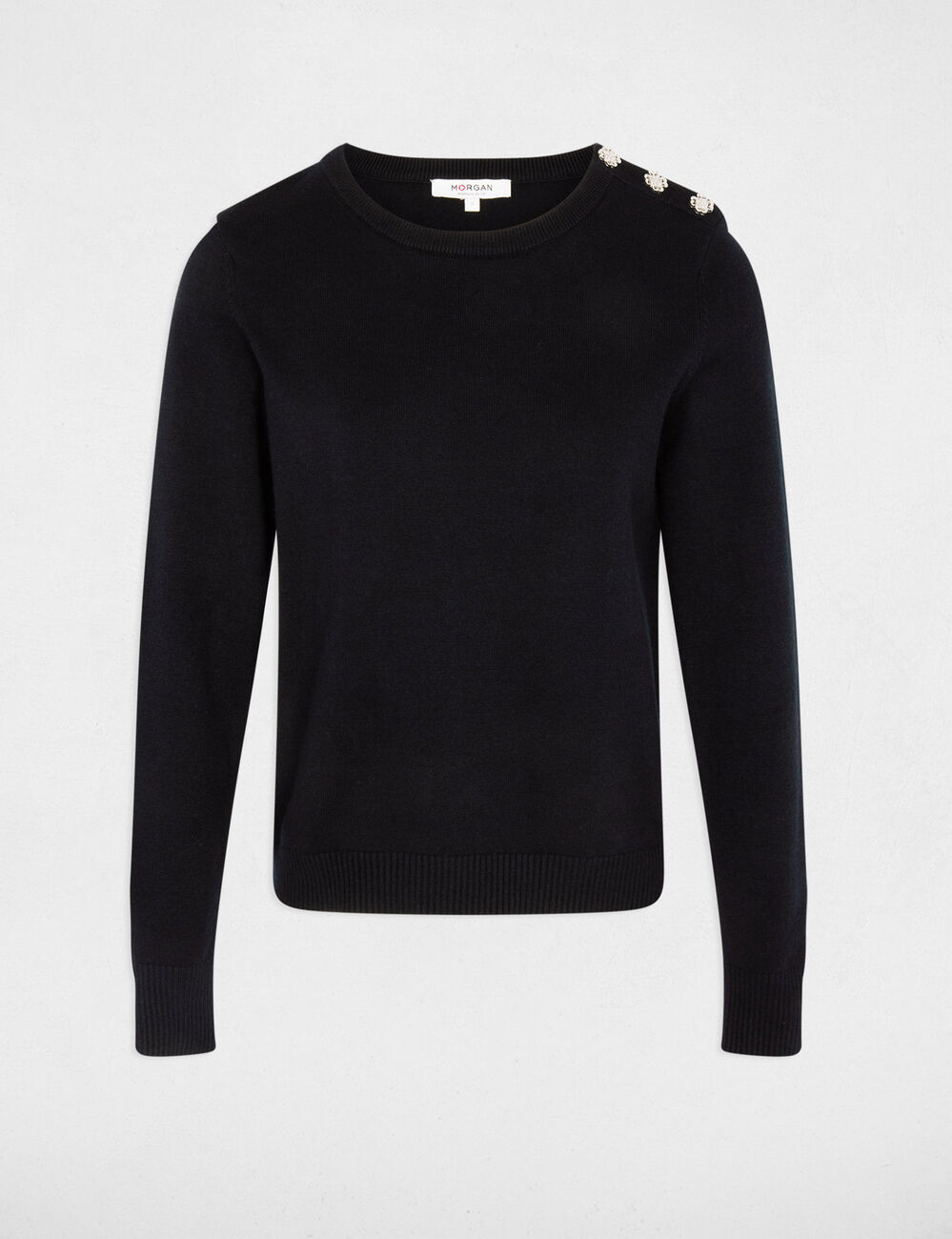 Sweater with round neck and buttons navy blue women