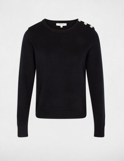 Sweater with round neck and buttons navy blue women