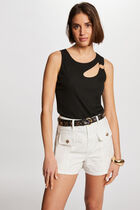 Sleeveless t-shirt opening black women