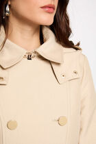 Waisted belted trenchcoat with hood sand women