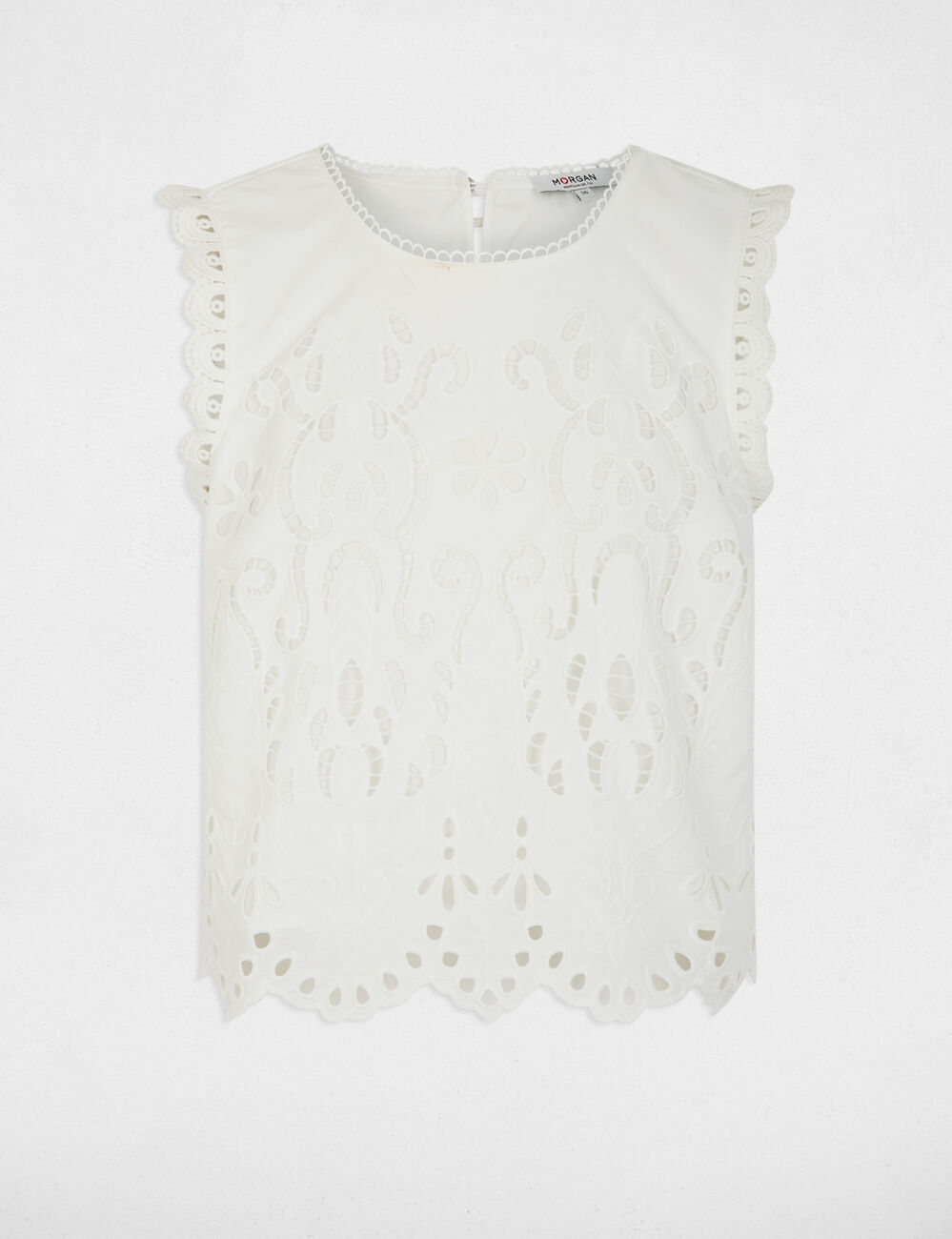 Sleeveless lace top white women