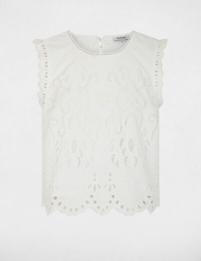 Sleeveless lace top white women