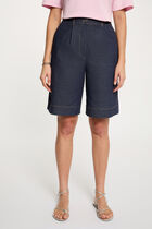 Wide denim shorts raw denim women