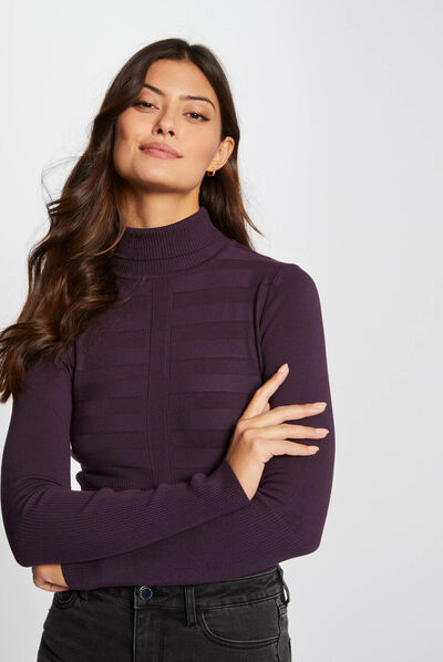 Long-sleeved jumper turtleneck raspberry ladies'