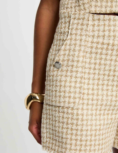 High waist tweed shorts multicolor women
