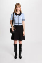 A-line short knitted dress sky blue women