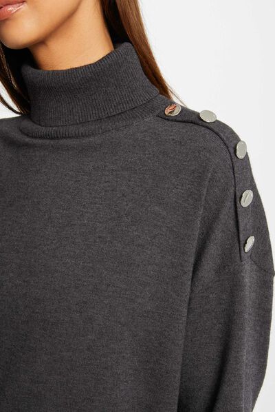 Long-sleeved jumper with turtleneck anthracite grey ladies'