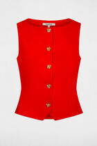 Sleeveless cardigan bright red women