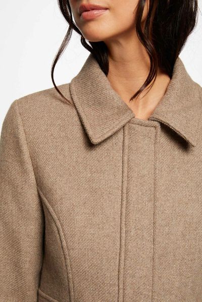 Zipped waisted coat beige ladies'