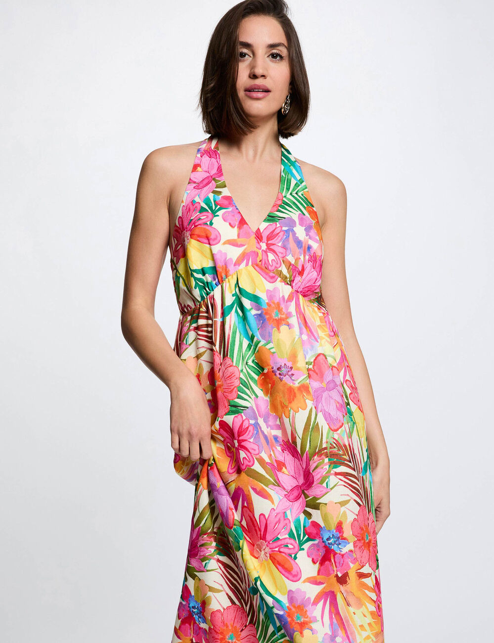 Flowy patterned dress multicolor women