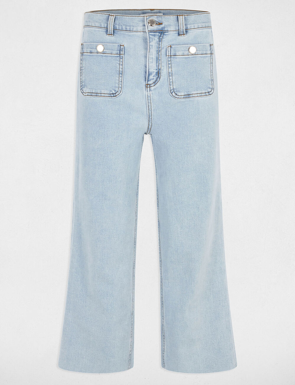 Cropped wide leg trousers bleach denim women