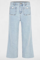 Cropped wide leg trousers bleach denim women