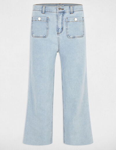 Cropped wide leg trousers bleach denim women