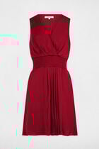 Robe courte droite fluide rouge foncé femme