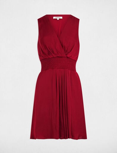 Robe courte droite fluide rouge foncé femme