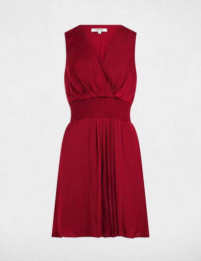 Mini loose straight dress dark red women