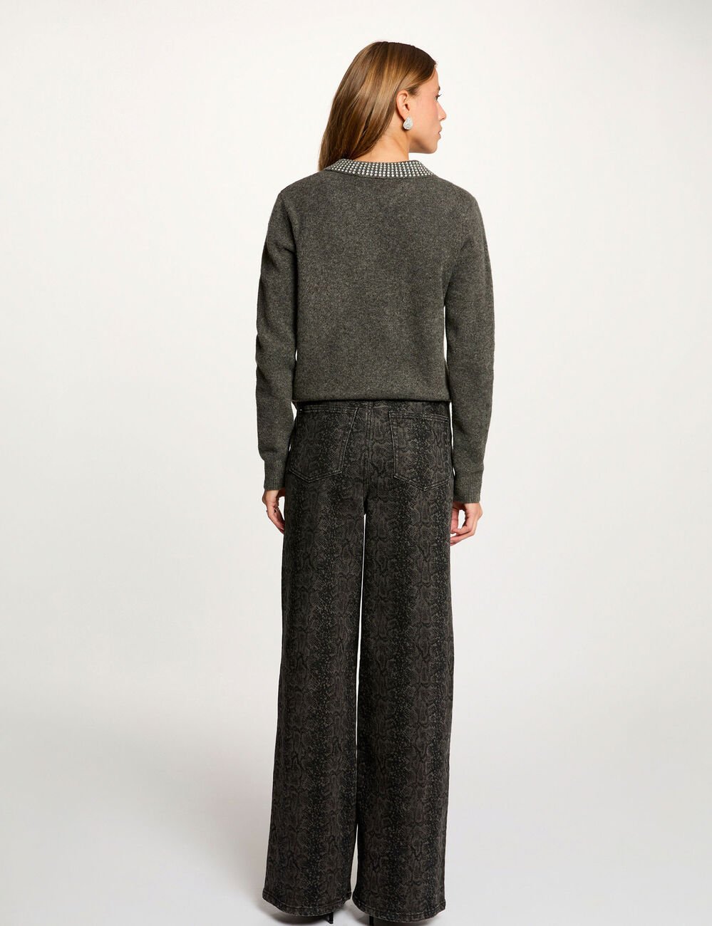 Jean large taille haute multicolore femme