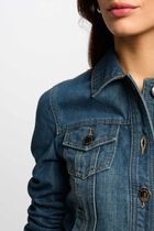 Short denim jacket stone wash denim women